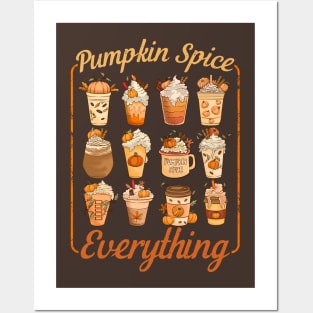 Pumpkin Spice Everything Coffee Shop Cafe Menu Autumn Fall Halloween Posters and Art